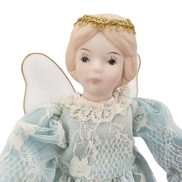 Vintage Avon Christmas Tree Snow Angel Tree Topper Doll Ceramic 10.5" Tall Blue - Picture 3 of 14